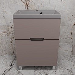 Style Line Тумба с кварцевой раковиной серый шелк Матис 60 тауп темный – фотография-2